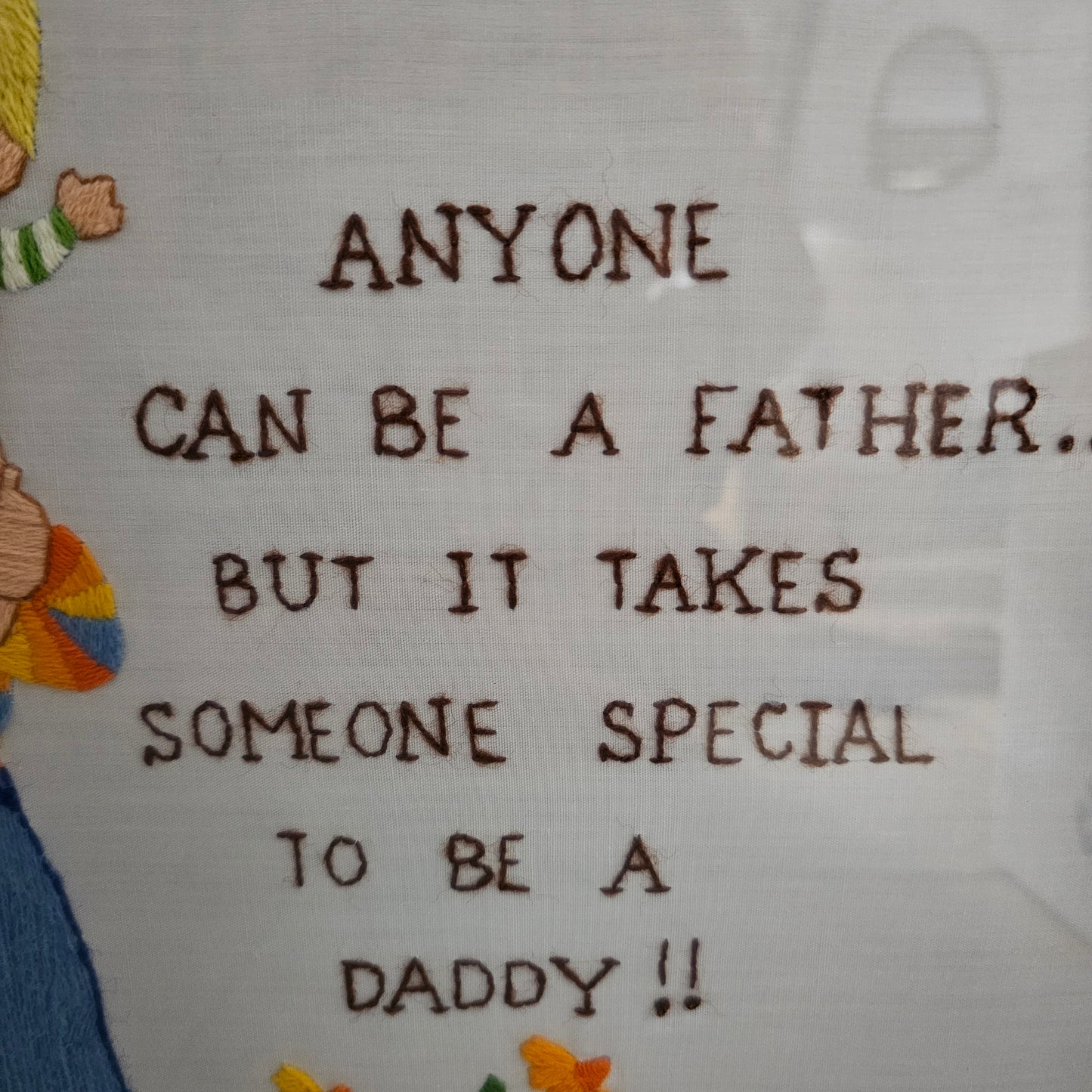"Special Daddy" Framed Crewel Stitchery Gift for Dad