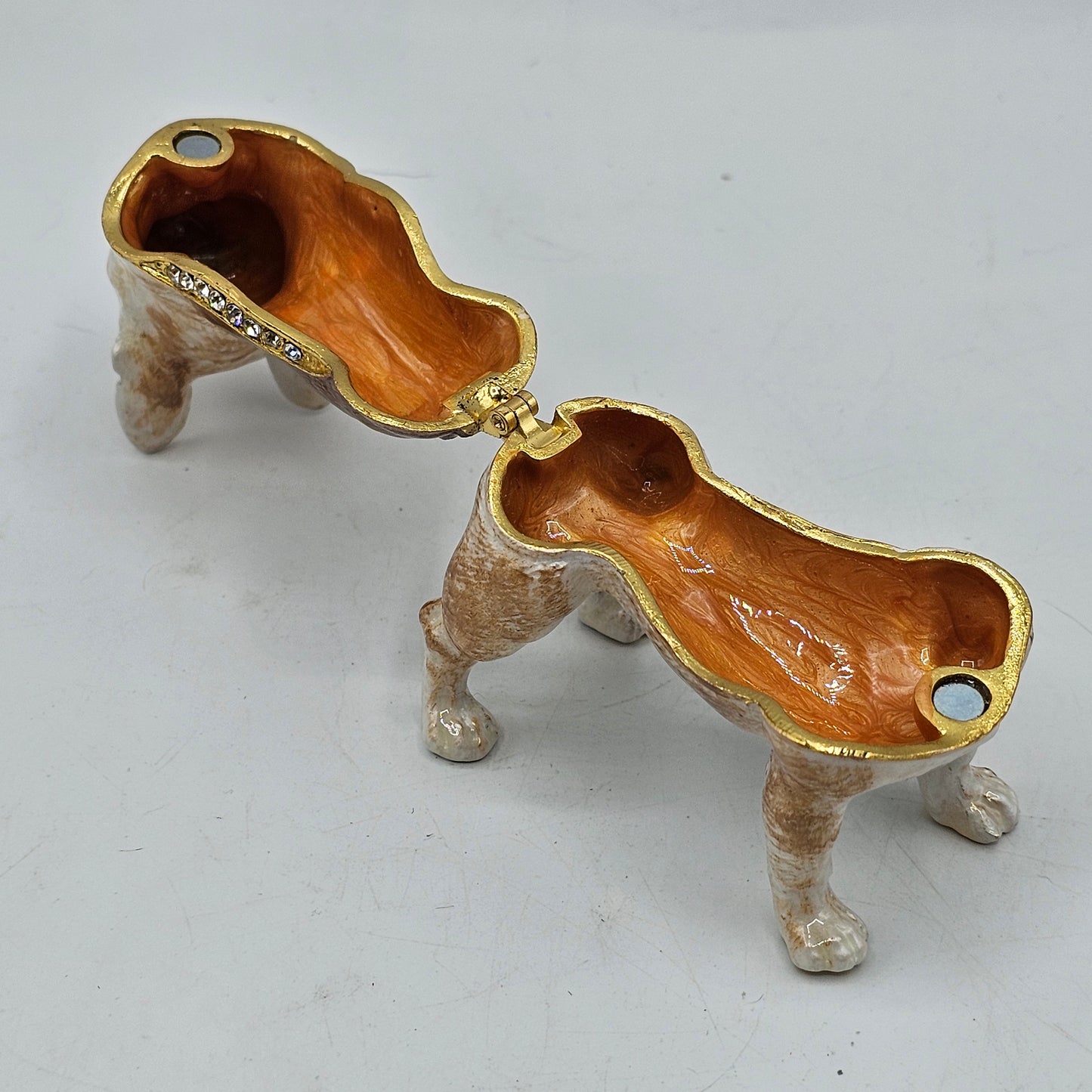Bulldog Enameled Metal Trinket Box with Hinged Lid #2