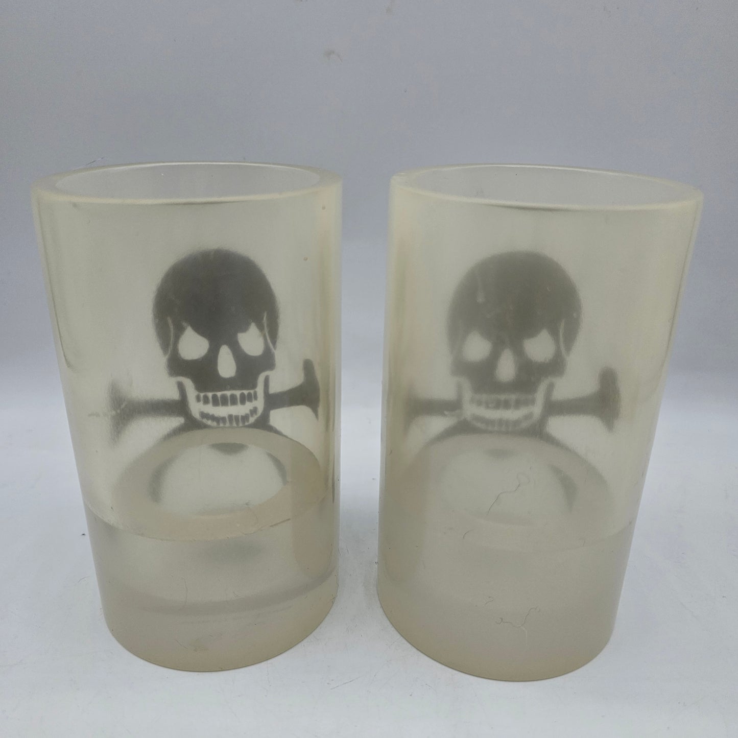 Old Navy UV Reactive Skull and Crossbones Votive Candle Holders (Pair)