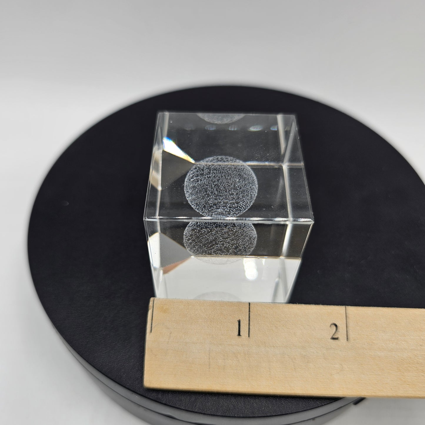 3D Crystal Glass Paperweight with Laser Etched Earth or Moon Design