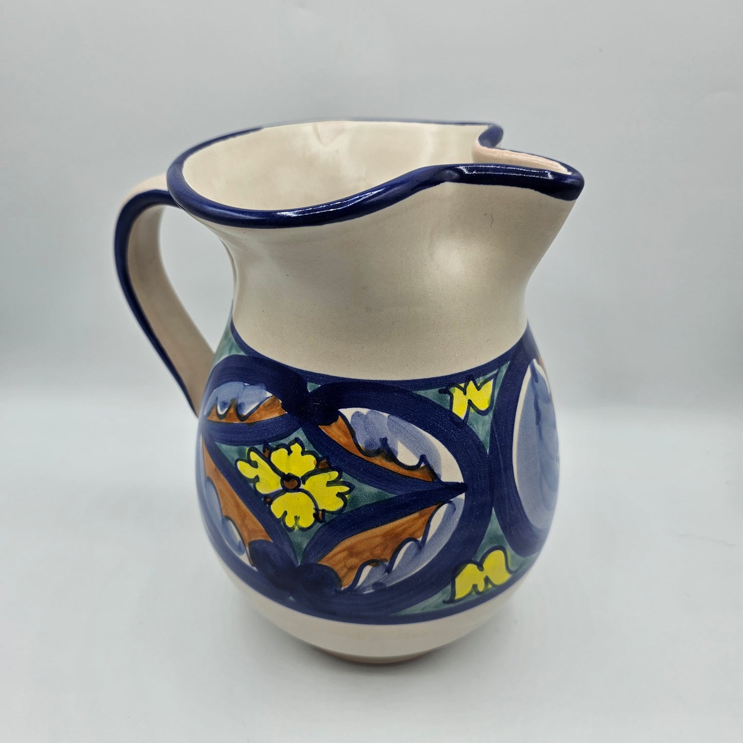 Hand Painted Ceramic Pitcher with Ice Lip - Made in Italy