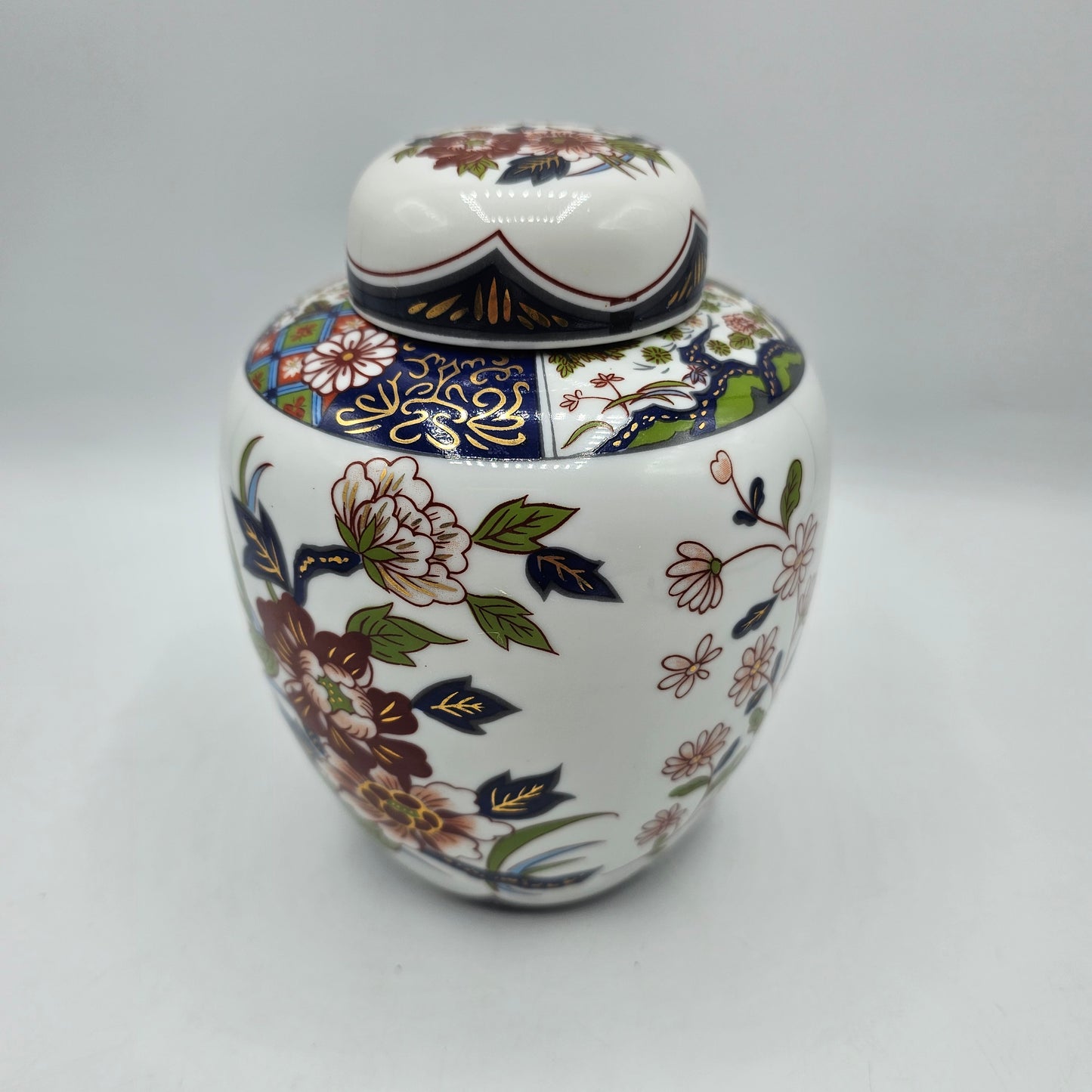 Floral Ceramic Lidded Asian Ginger Jar
