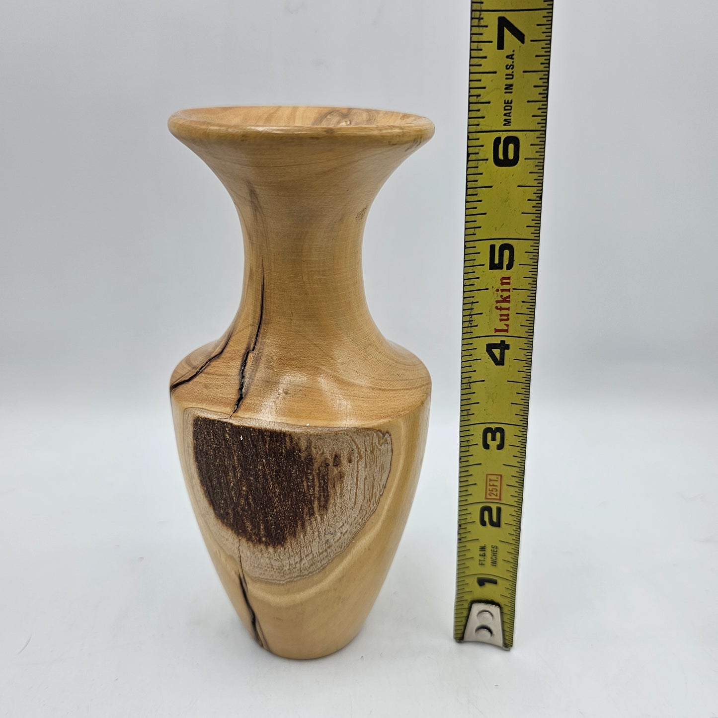Turned Wood Vase with Glass Insert