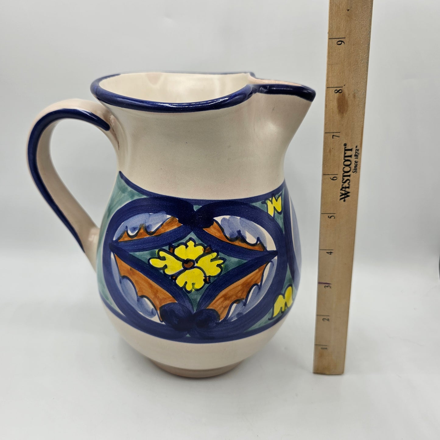 Hand Painted Ceramic Pitcher with Ice Lip - Made in Italy