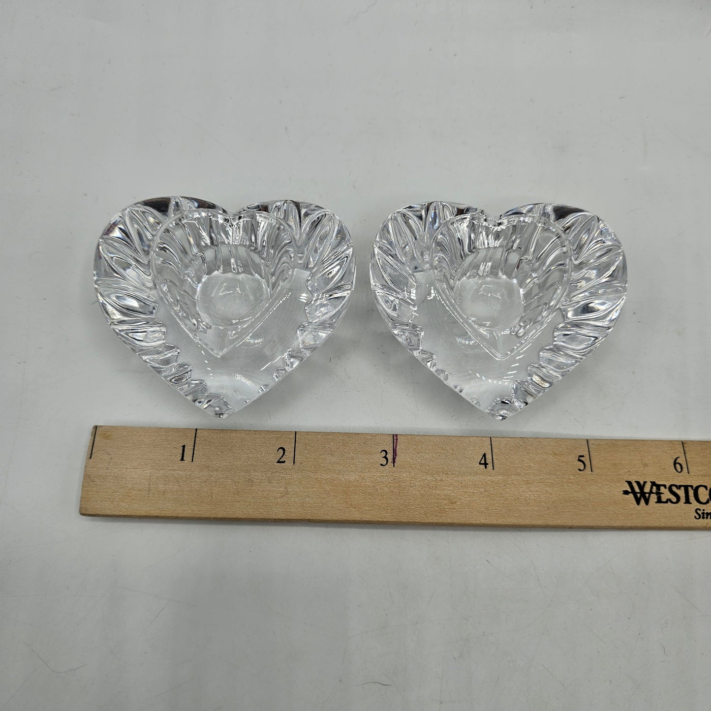 Mikasa Heart Shaped Crystal Taper Candle Holder Pair