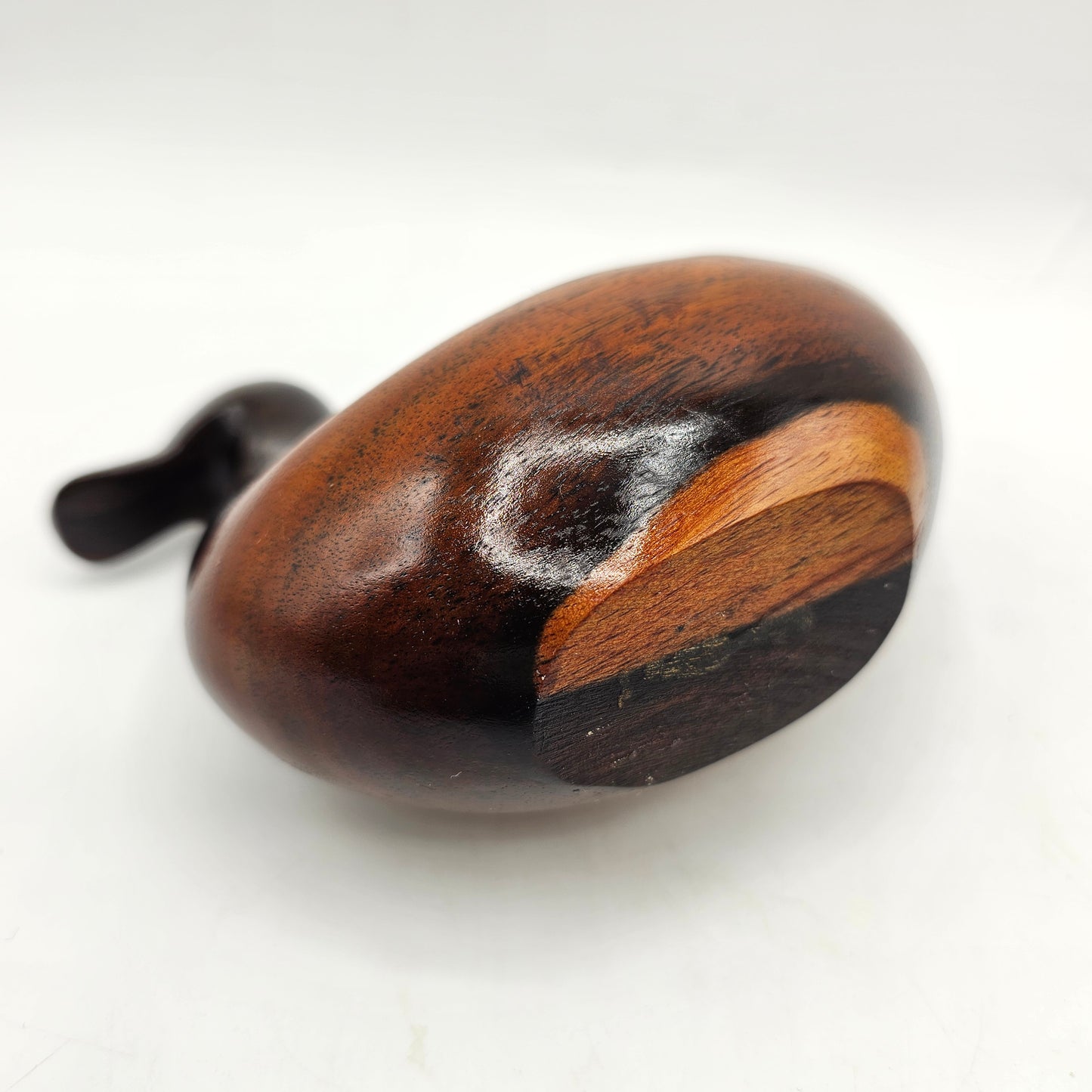 Vintage Carved and Polished Wooden Duck Figurine