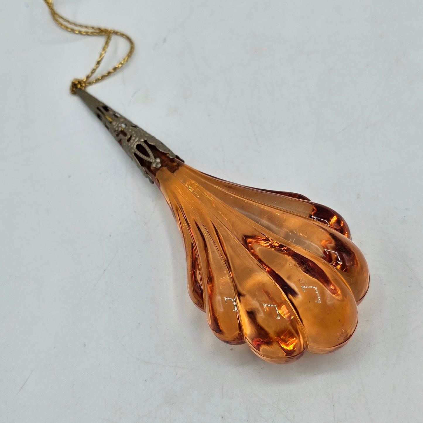 Amber Resin With Brass Ornament-Set Of 2