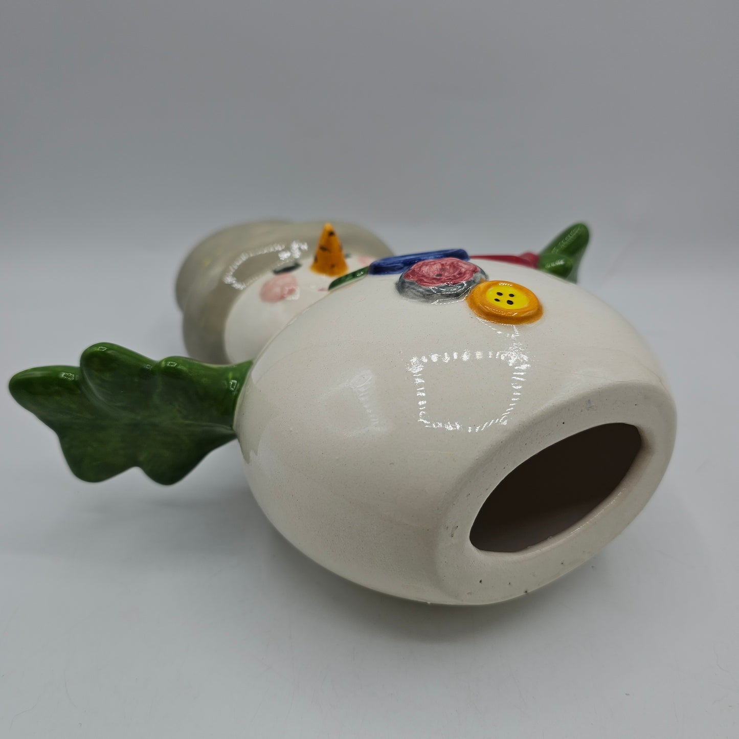 Hand Painted Ceramic Duncan Ent 1985 Mold Snowman Figurine with Buttons