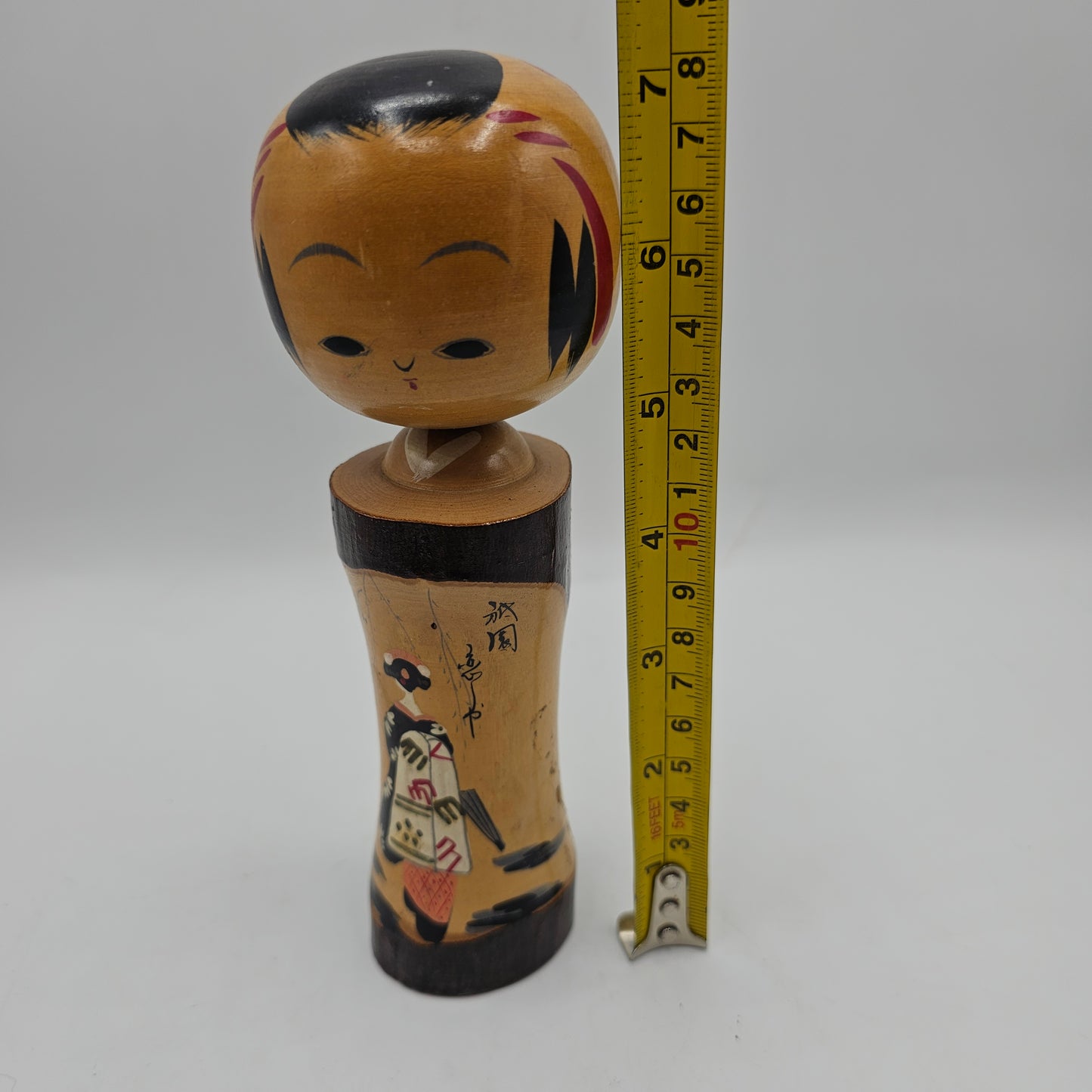 Wooden Kokeshi Doll with Hand Painted Geisha Girl