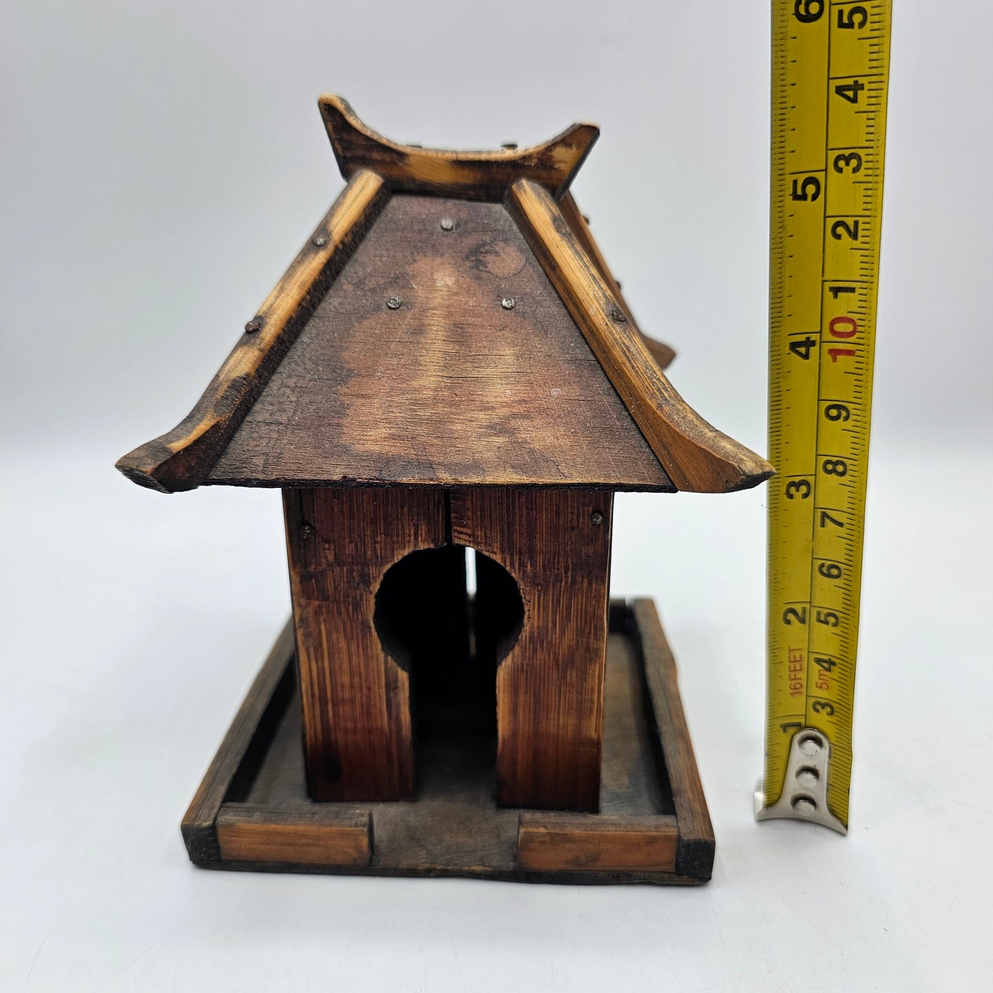 Thai Spirit House Bhuddist Temple Handcrafted from Wood with Keyhole Door