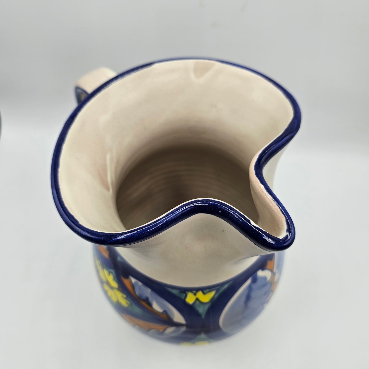 Hand Painted Ceramic Pitcher with Ice Lip - Made in Italy