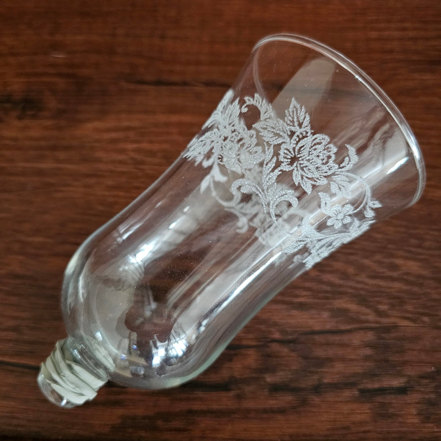 Vintage White Metal Candlestick with Glass Prisms and Etched Glass Peg Shade