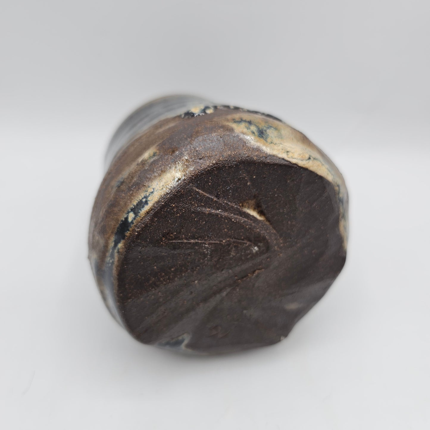 Artisan Pottery Blue and Brown Drip Glazed Cup or Holder