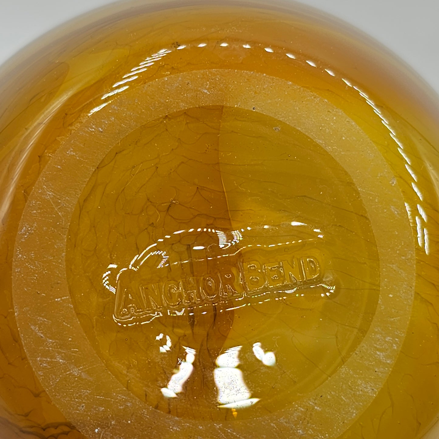 Anchor Bend Glassworks Mooring Votive Amber Swirl Candle Holder - Signed