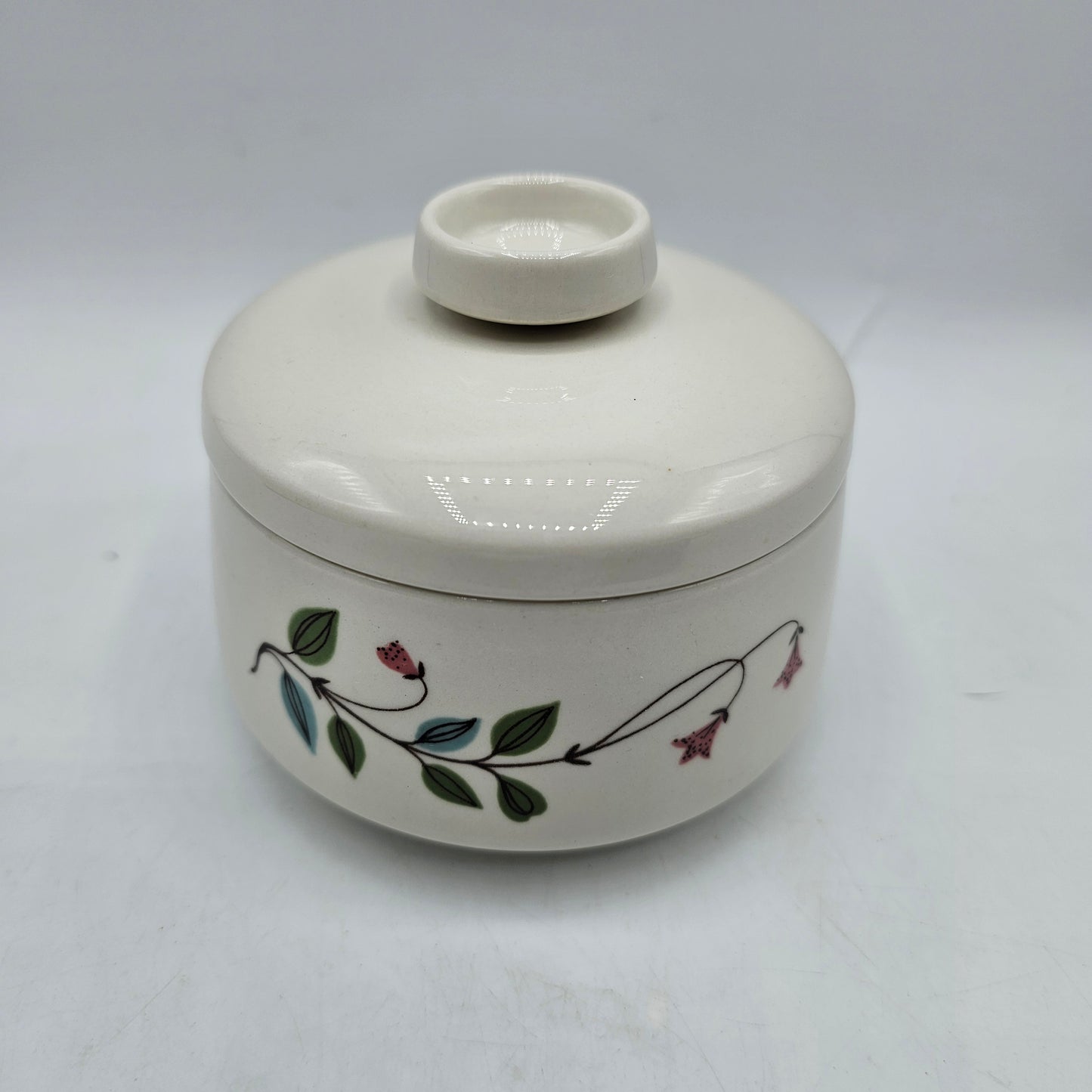 Franciscan Winsome Lidded Ceramic Sugar Bowl or Trinket Box with Floral Design