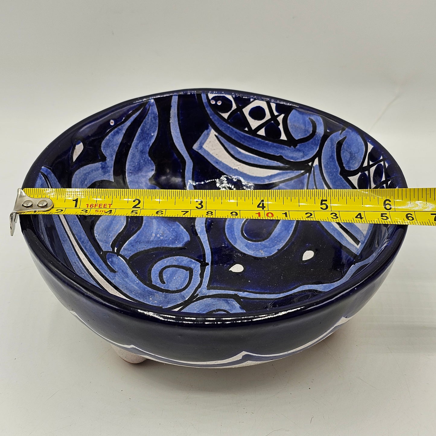 Blue White Mexican Pottery Salsa Bowl