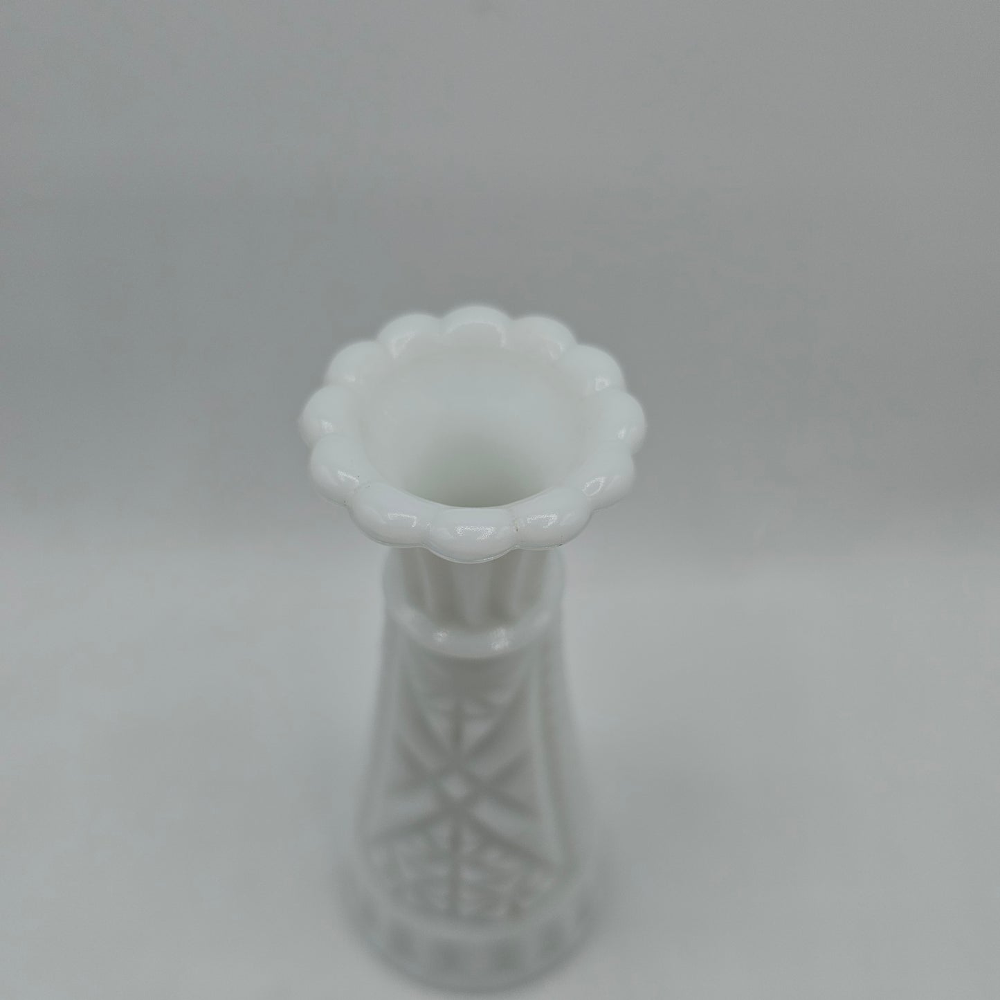 Vintage Petal Top Milk Glass Vase