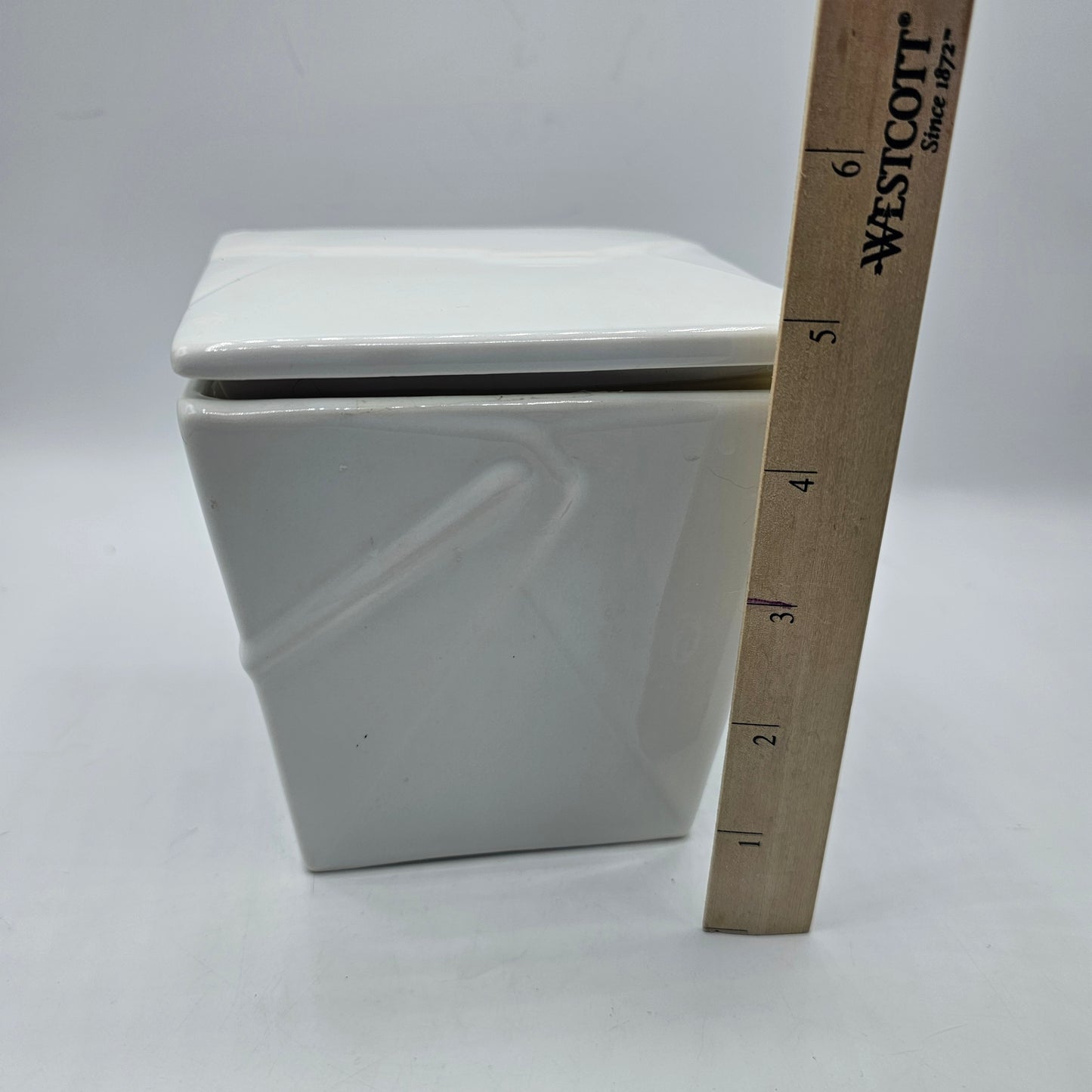 White Ceramic Chinese Take Out Style Lidded Canister
