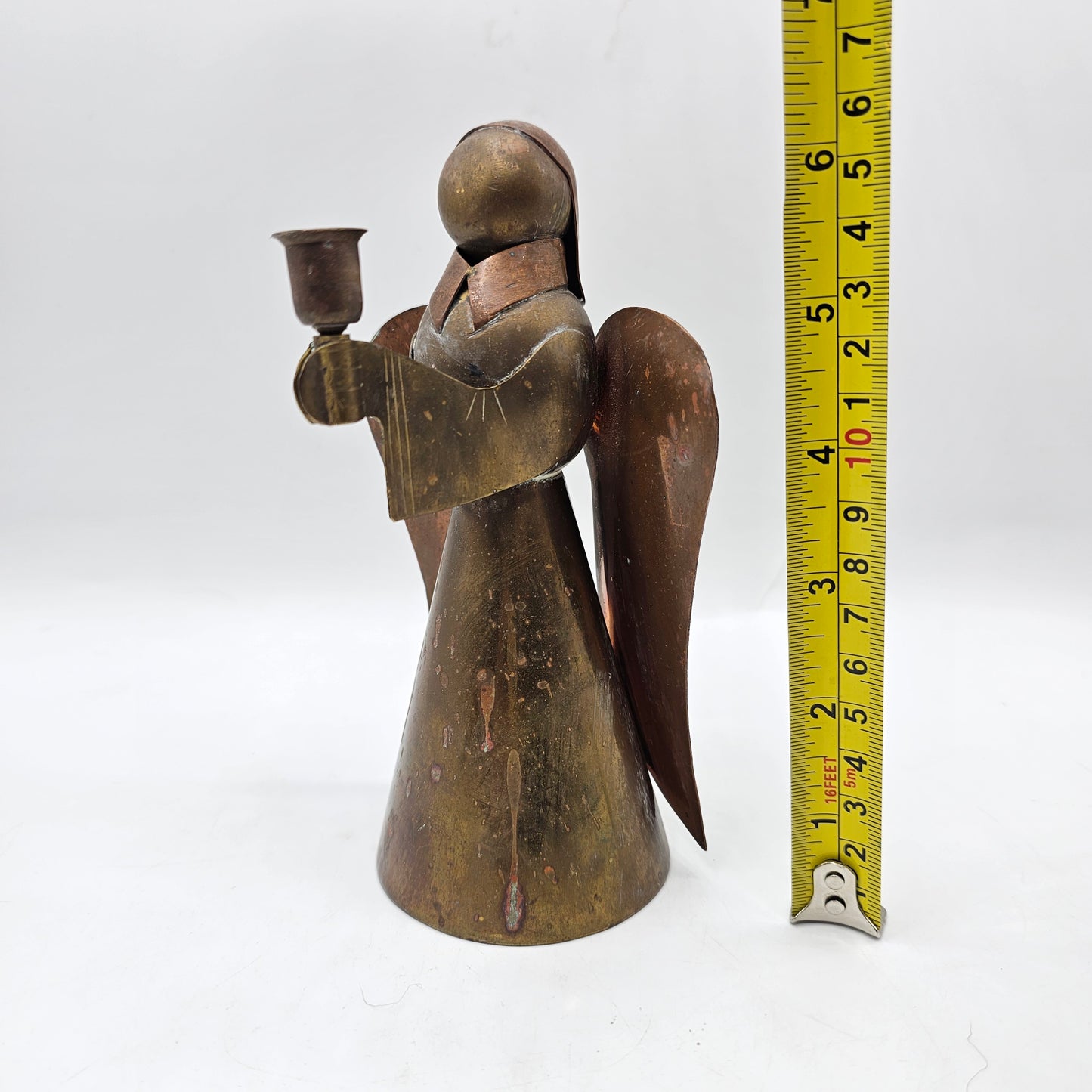 Small Brass Angel Taper Candlestick with Small Cup