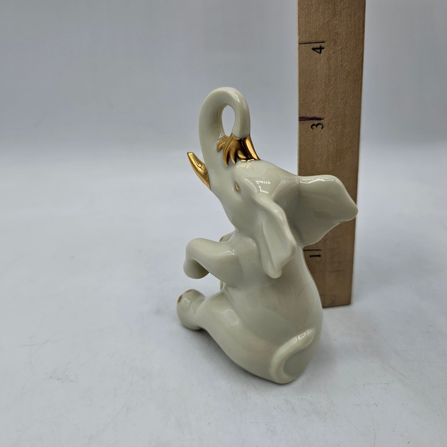 Lenox Bathing Baby Elephant Porcelain Figurine with 24K Gold Accents