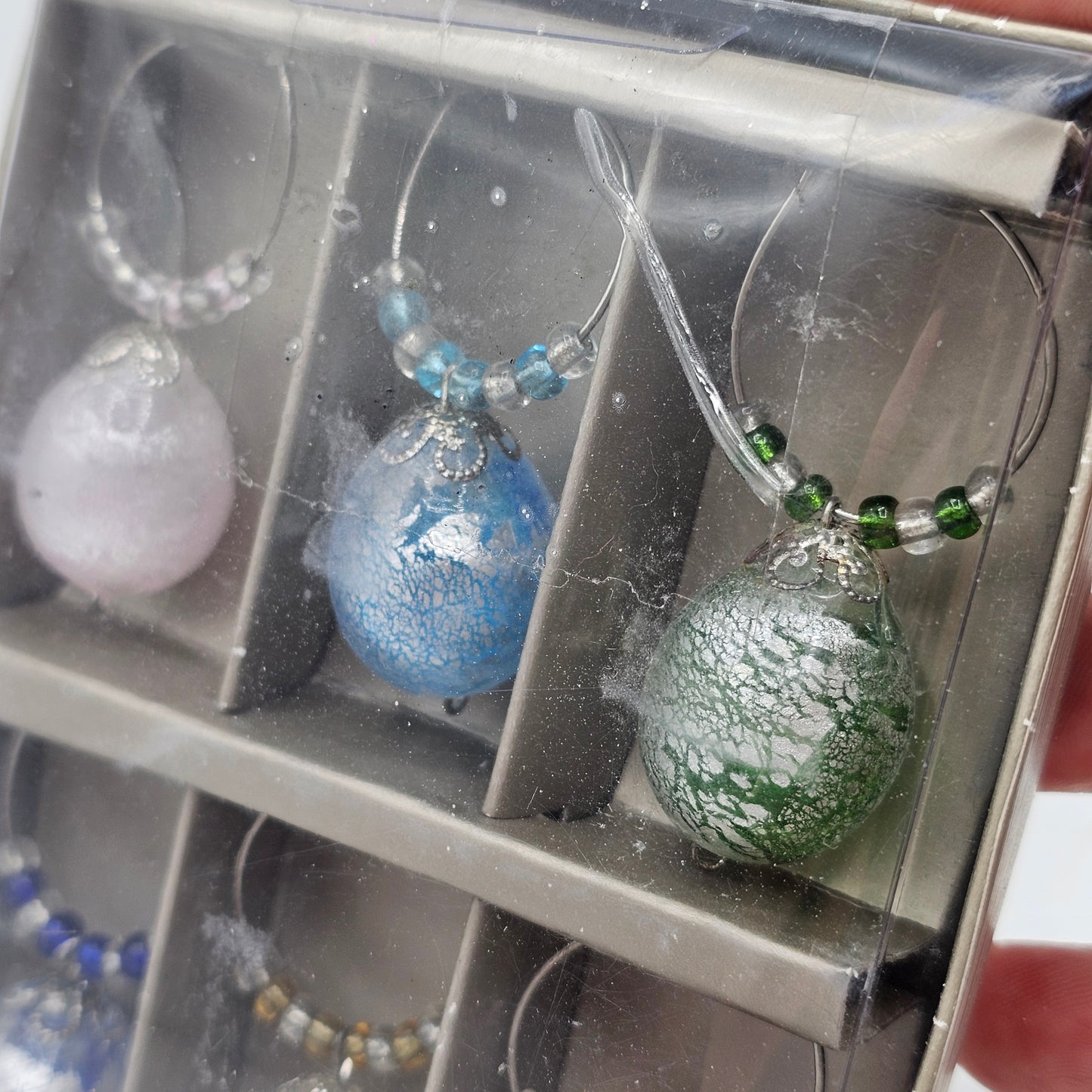 Pier 1 Imports Wine Glass Charms - Blown Glass - Set of 6