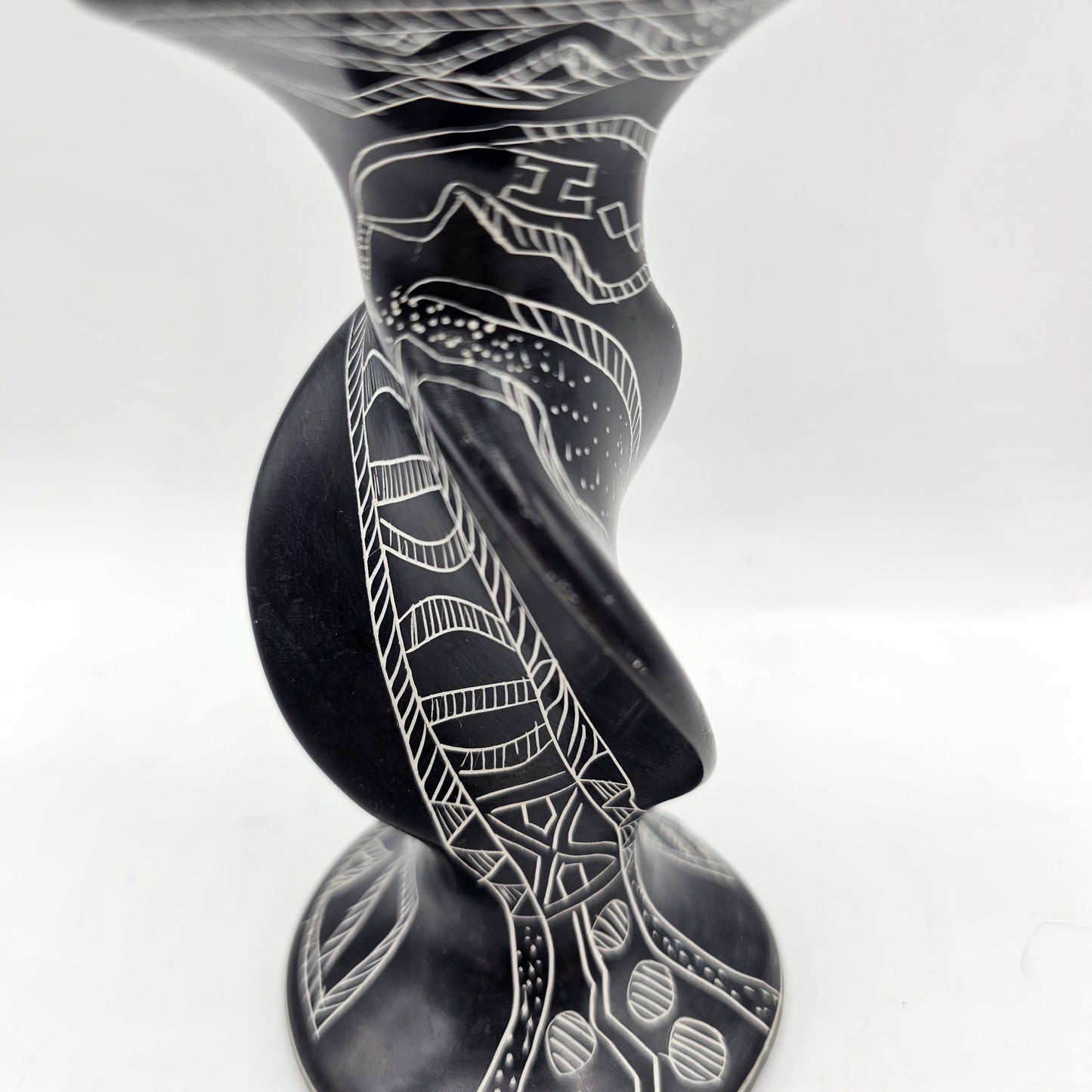 Black Etched Soapstone Taper Candlestick