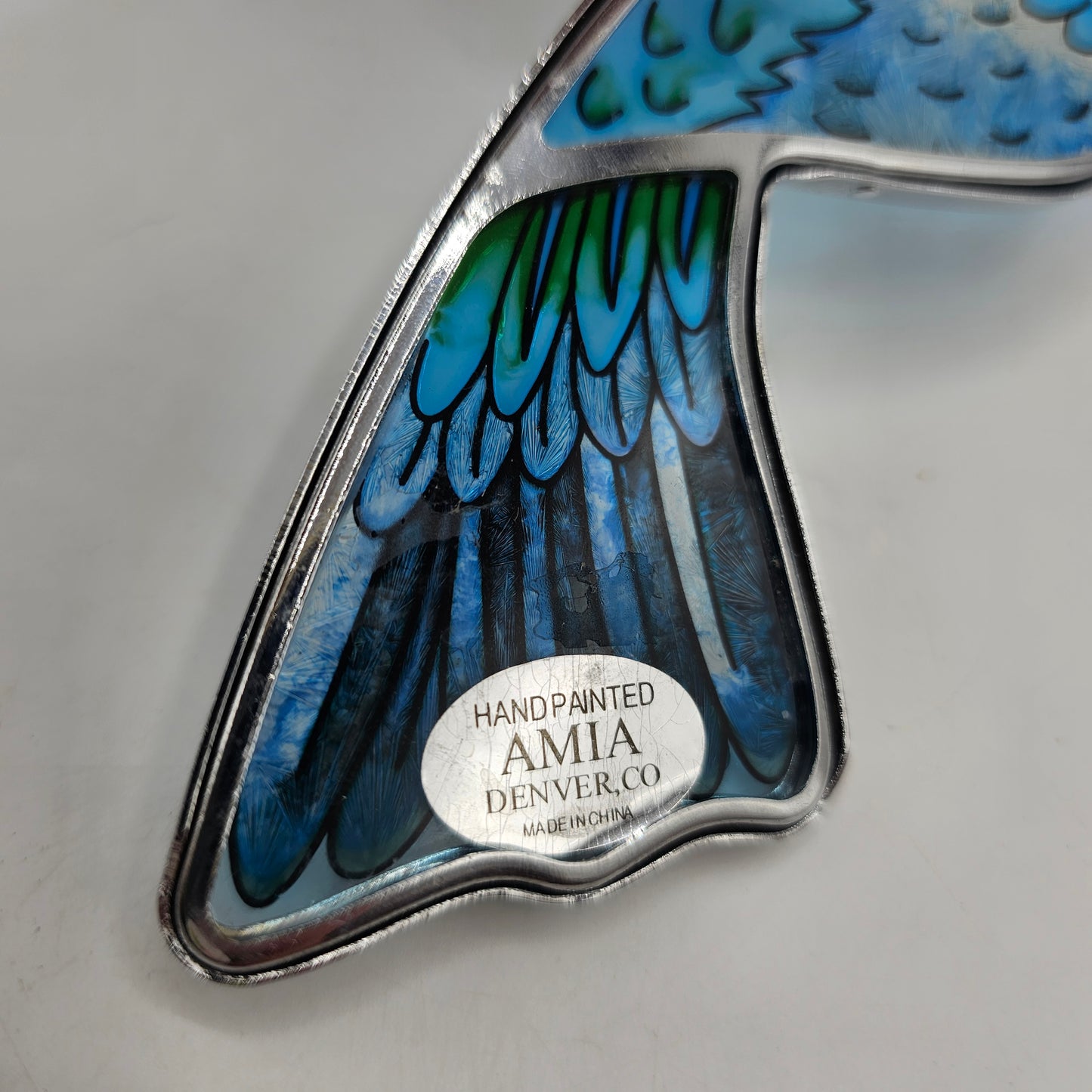 Amia Handpainted Glass Hummingbird Suncatcher with Chain and Ring for Hanging
