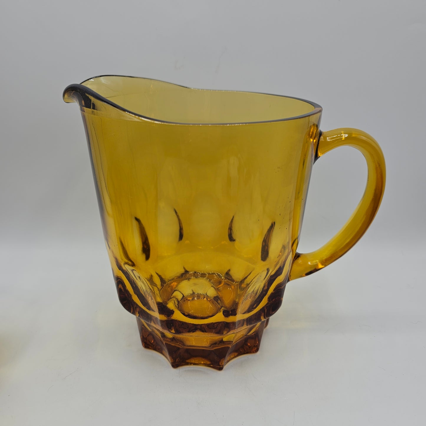 Vintage Amber Glass Pitcher and 2 Glass Tumblers