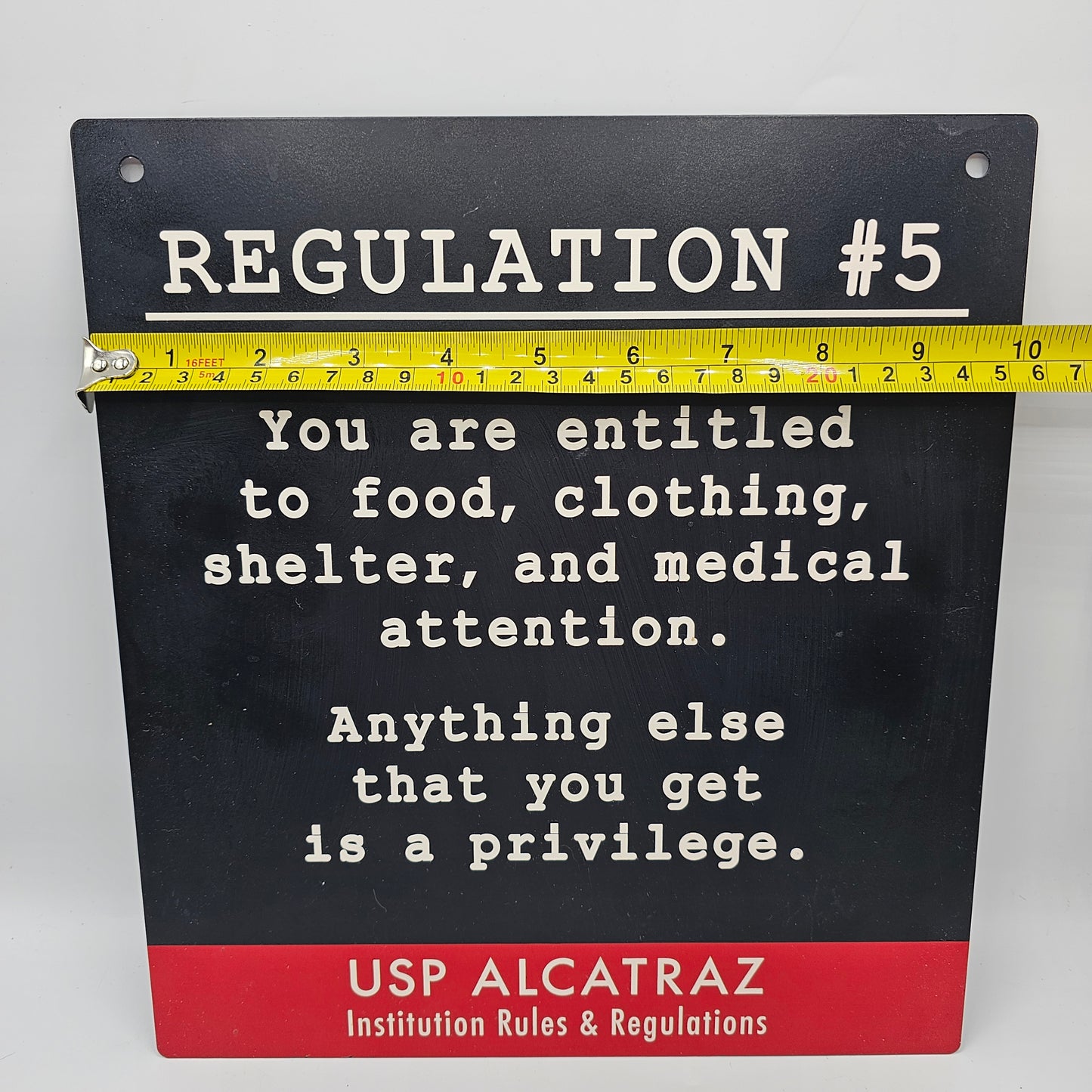 Alcatraz Regulation #5 Metal Plaque / Wall Sign