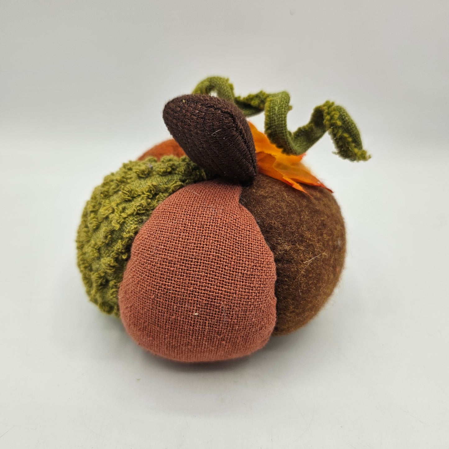 Felt and Fabric Pumpkin with Leaf and Tendril
