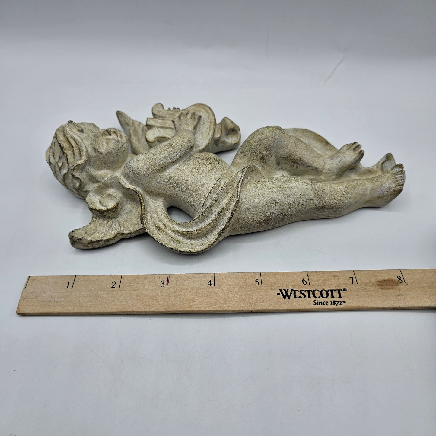 Cherub or Angel Playing Lyre Wall Decor - Stone Look Resin