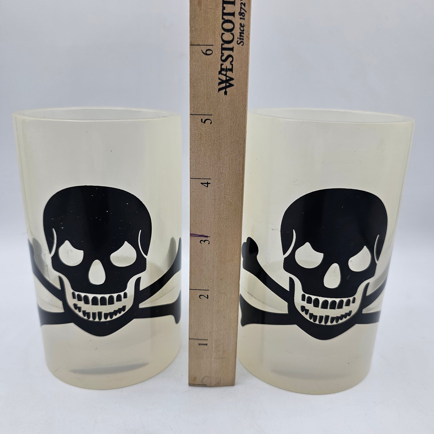 Old Navy UV Reactive Skull and Crossbones Votive Candle Holders (Pair)