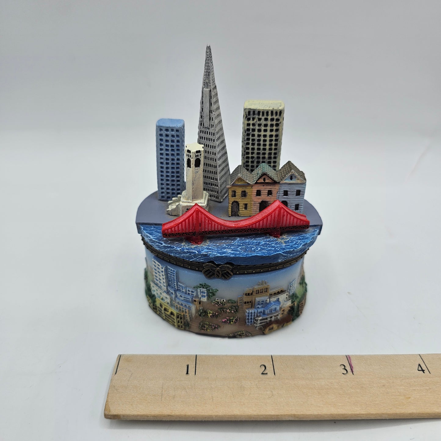 San Francisco Themed Resin Trinket Box with Flag Charm