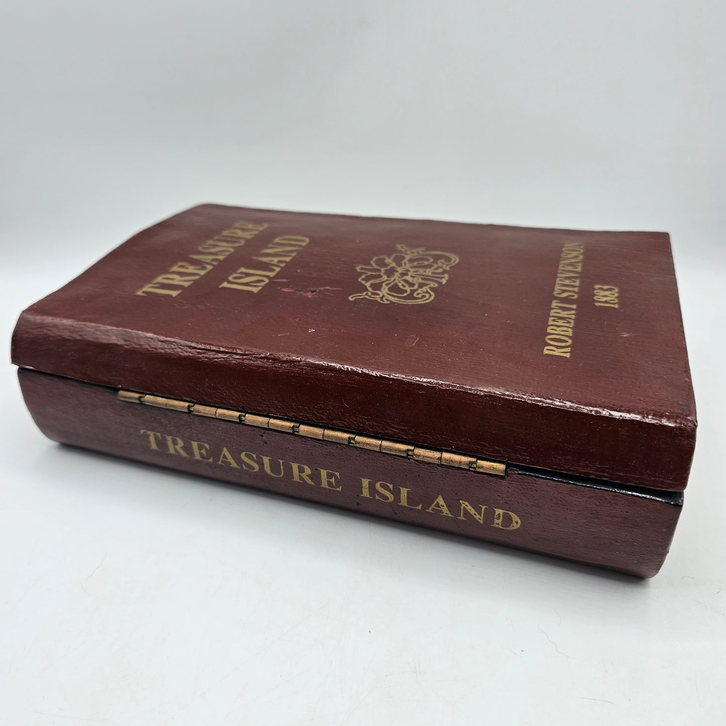 Vintage Treasure Island Hinged Wood Secret Stash Book