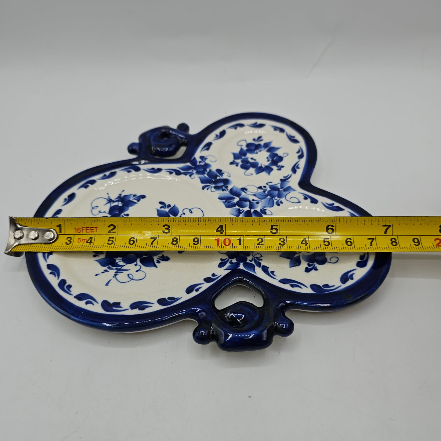 Vintage Blue and White Russian Gzhel Porcelain Condiment Vessel Tray