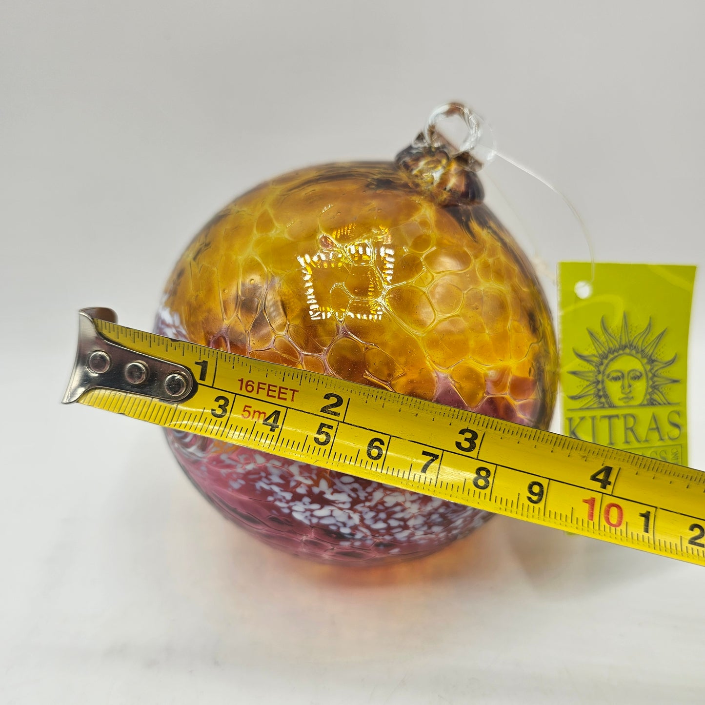 Kitras "Van Glow" Swirled Art Glass Witches Ball Hanging Ornament