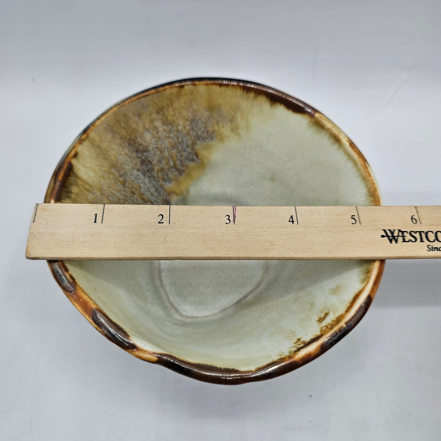 Etched and Drip Glazed Brown Art Pottery Bowl