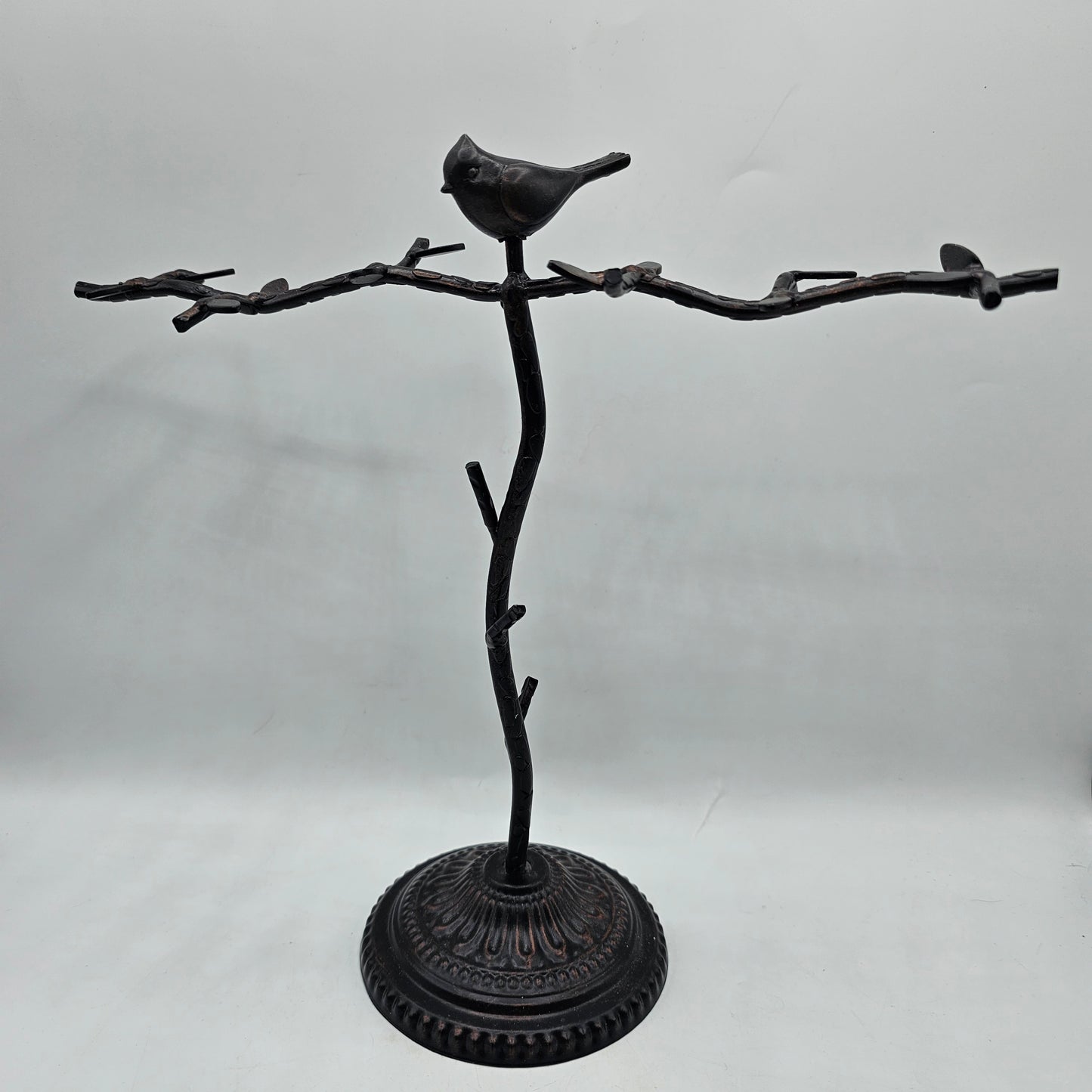 Bronze Tone Metal Jewlery Tree with Bird