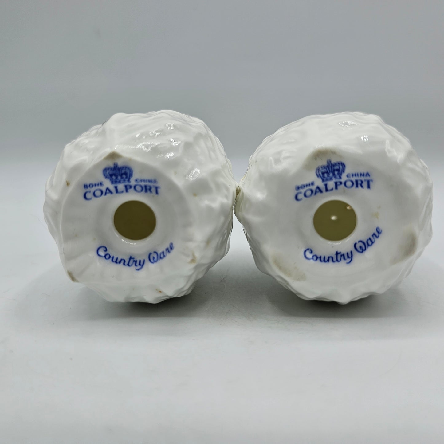 Coalport Countryware White Cabbage Salt and Pepper Shakers Bone China Made In England