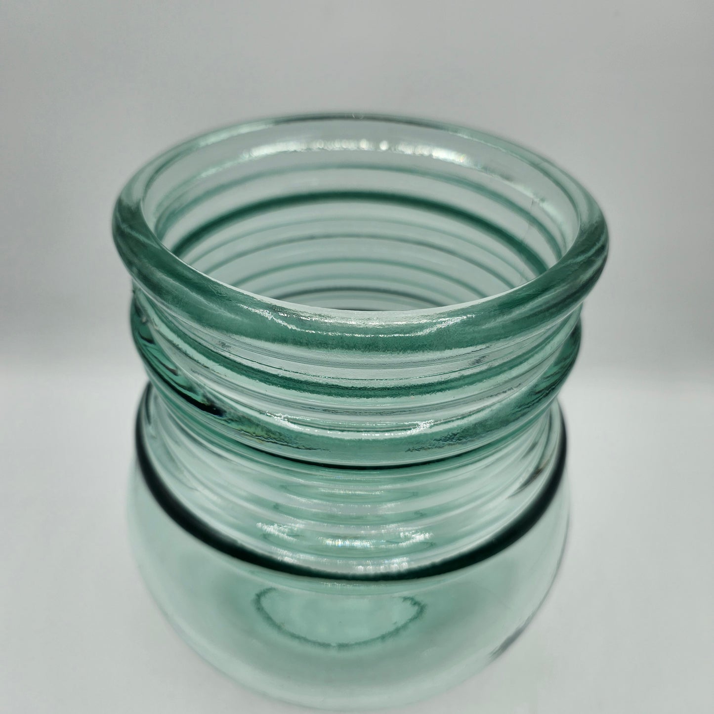 Large Recycled Glass Vase /Candle Holder or Ornament Display with Ribbed Top