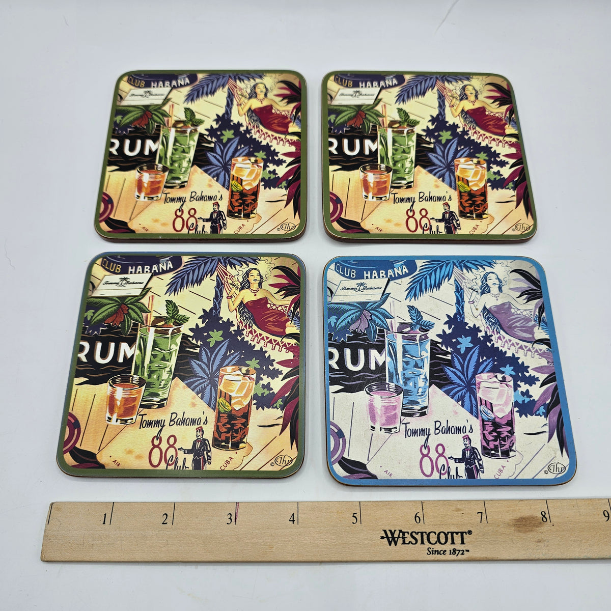 "Club Habana 88" Cork Backed Coasters by Tommy Bahama - Set of 4