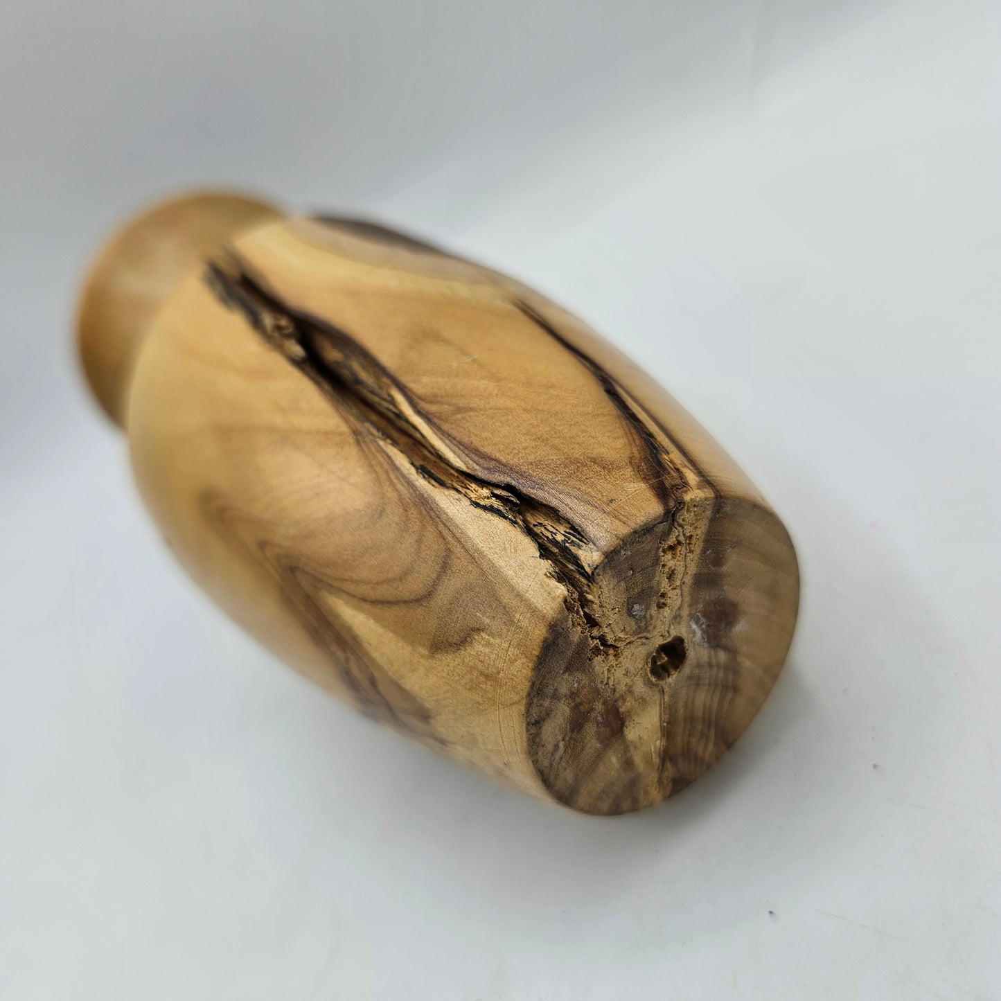 Turned Wood Vase with Glass Insert