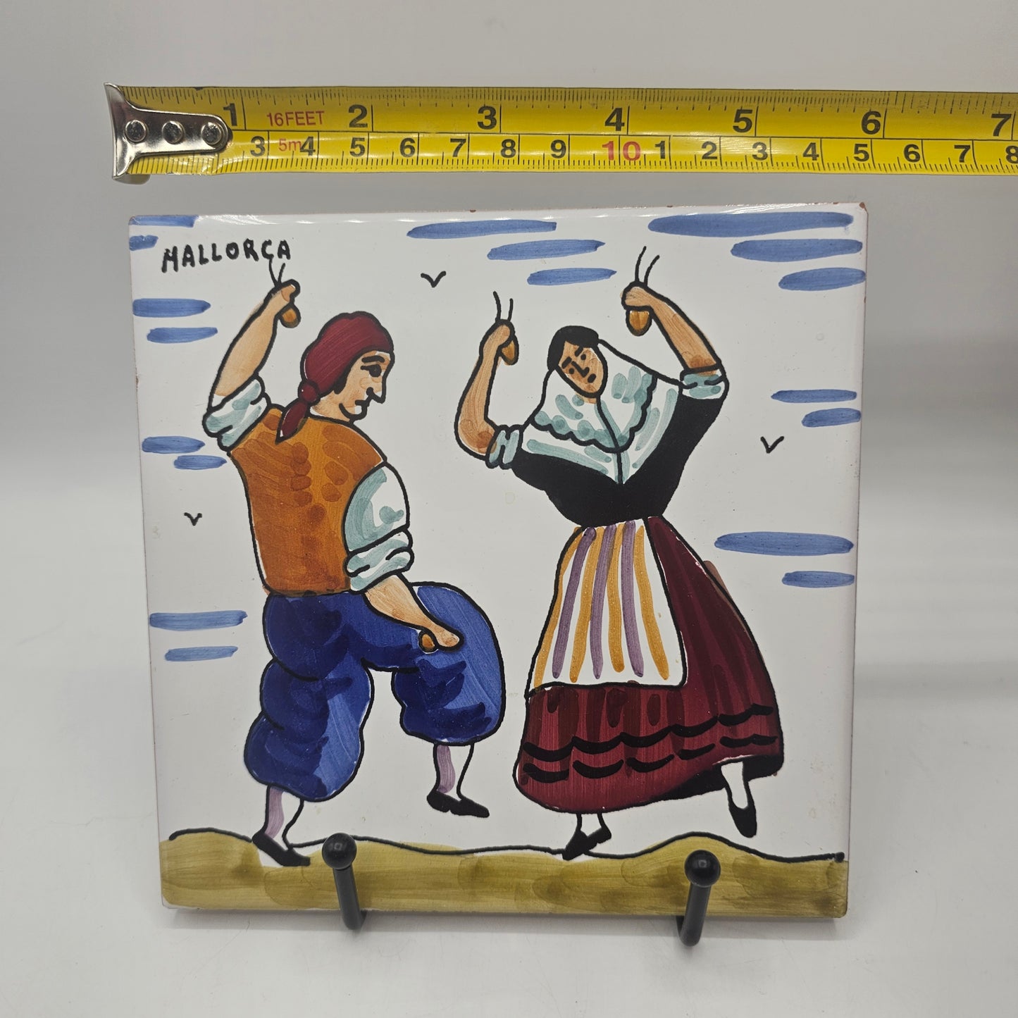 Hand Painted Spanish Dancers Tile from Mallorca, Spain