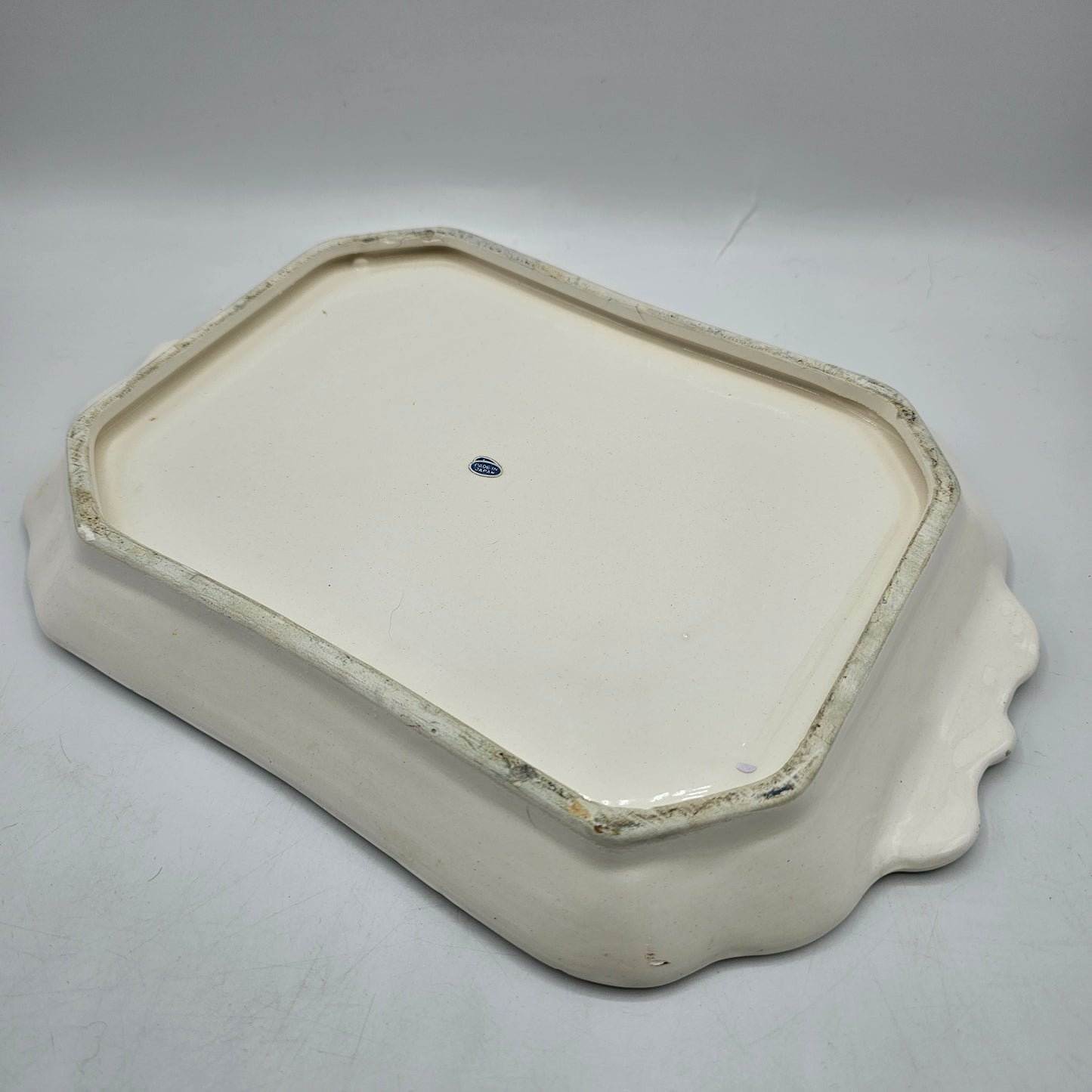 Vintage Green and Blue Floral Asparagus / Serving Dish - Japan