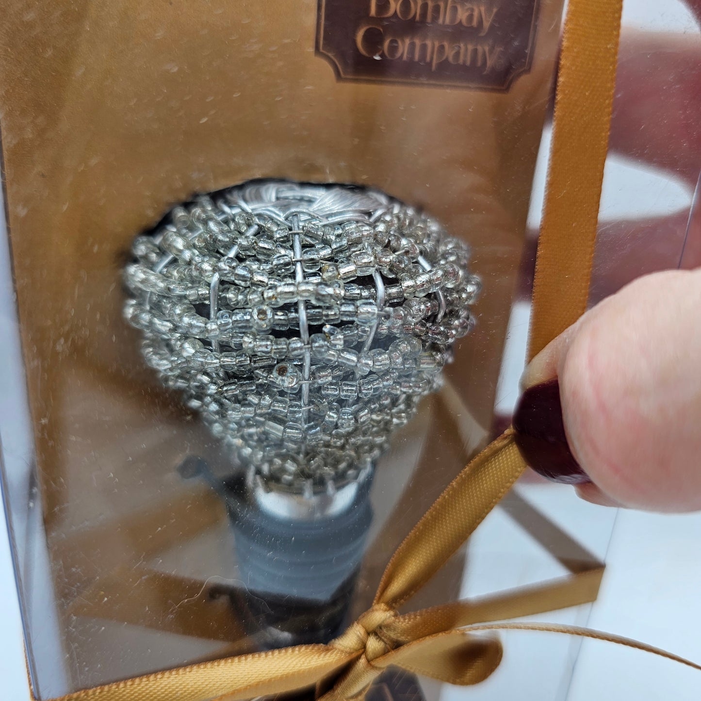 Silver Hand Beaded Wine Bottle Stopper by Bombay Company - New in Box