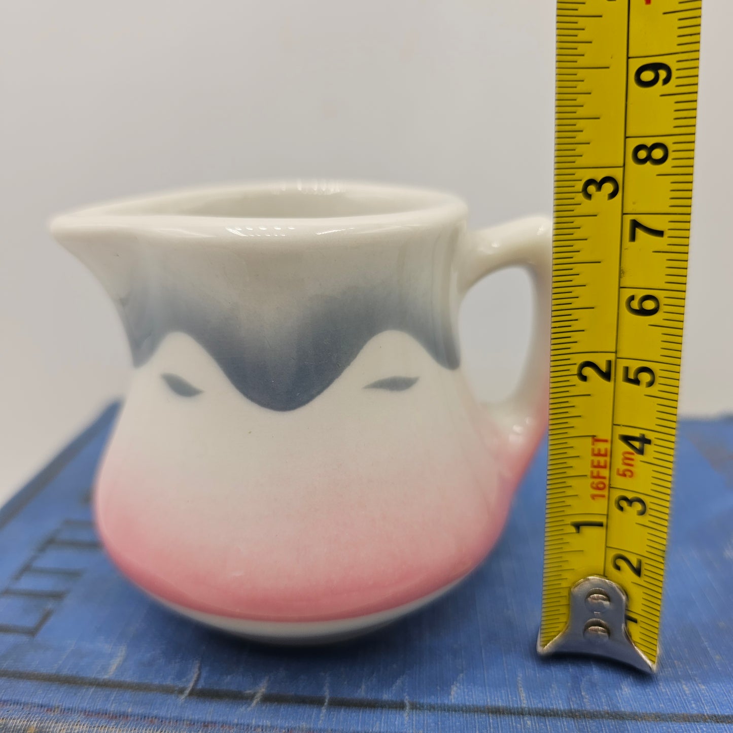 Vintage 1950's Restaurant Ware Individual Creamer, Aristocrat by Jackson China, Pink and Gray on White