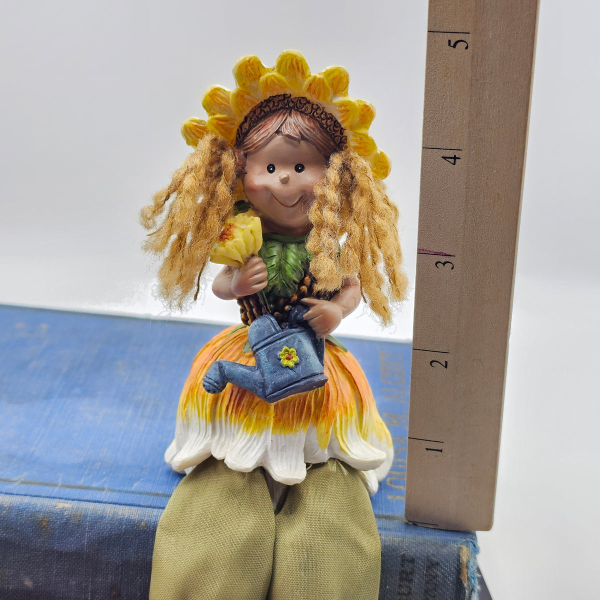 Sunflower or Daisy Shelf Sitter Girl Doll Ornament