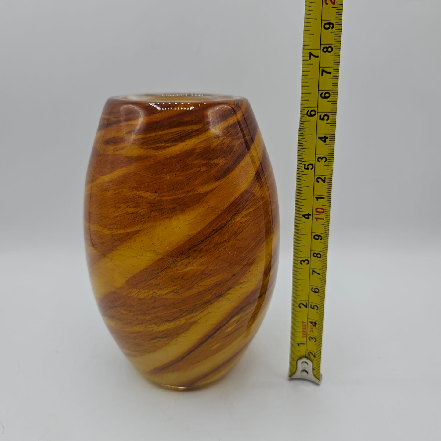 Anchor Bend Glassworks Mooring Votive Amber Swirl Candle Holder - Signed