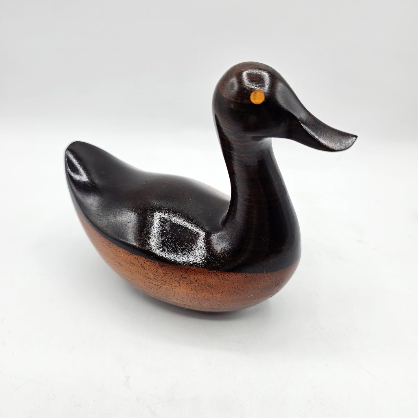 Vintage Carved and Polished Wooden Duck Figurine