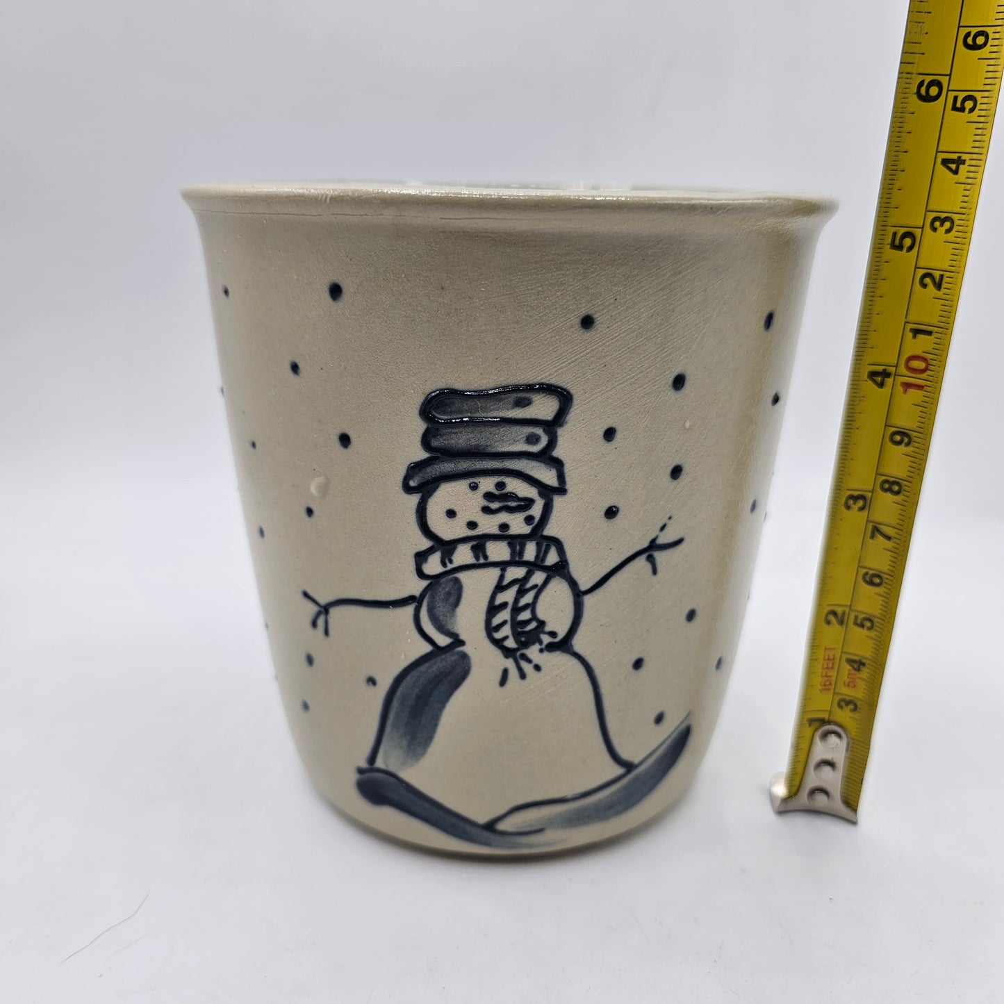 Bunjo Artisan Pottery Snowman Planter / Utensil Holder